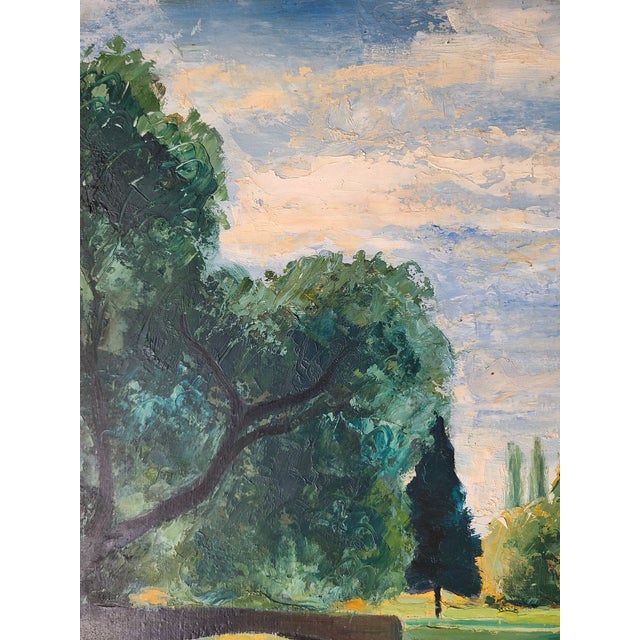 Vintage 1950s Oil Painting Rambouillet France Landscape For Sale In Los Angeles - Image 6 of 16