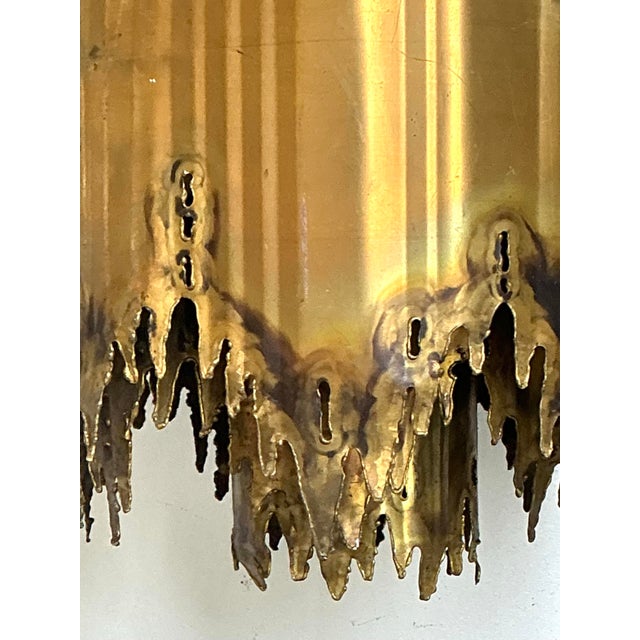 Vintage Tom Greene Brutalist Torch Cut Brass Chandelier For Sale - Image 10 of 12