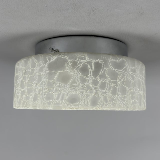 Modern Space Age Ceiling Lamp in Ice Glass and Chrome Metal, 1970s For Sale - Image 3 of 12
