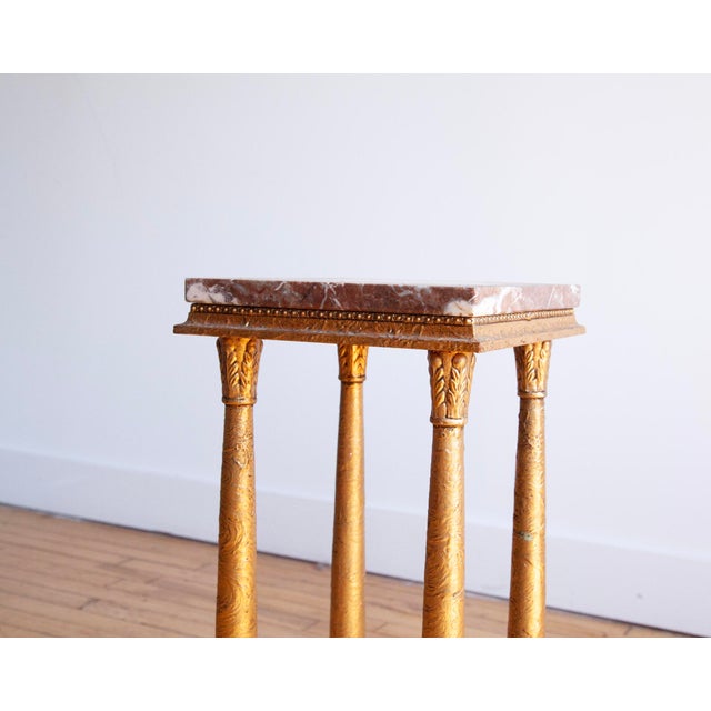 Traditional Empire Style Gilded Marble Pedestal, 19th Century For Sale - Image 3 of 7