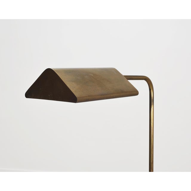 Koch & Lowy Mid-Century Patinated Brass Adjustable Pharmacy Floor Lamp For Sale - Image 4 of 16