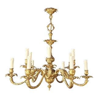 1950s Louis XVI Art Candelabrum Brass Chandelier For Sale
