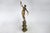 Mid-20th century Art Nouveau-style painted ceramic sculptural floor lamp of Maenad holding grapes signed by P. Oltolini,...