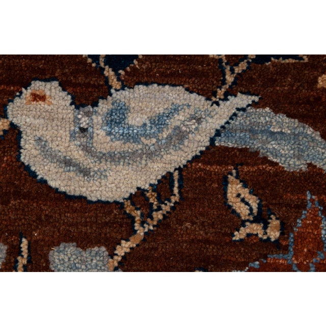 9x12 Ft. Red Peacock Garden Bird Design Handnotted Oushak Wool Rug For Sale - Image 12 of 18