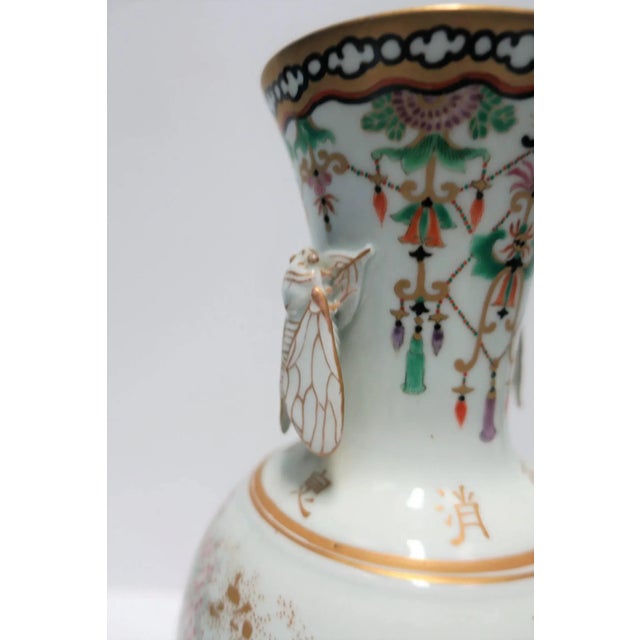 White Black and White Art Deco Japanese Kutani Porcelain Vases, Pair For Sale - Image 8 of 11