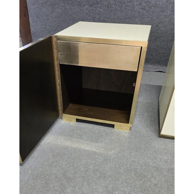 Italian Ivory Murano Glass and Brass Nightstand from Justfurnituress SRL For Sale - Image 4 of 13
