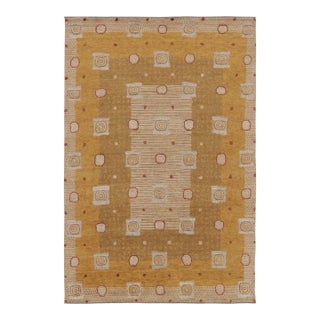 Contemporary Art Deco Style Geometric Gold Wool Rug, by Rug & Kilim, India For Sale