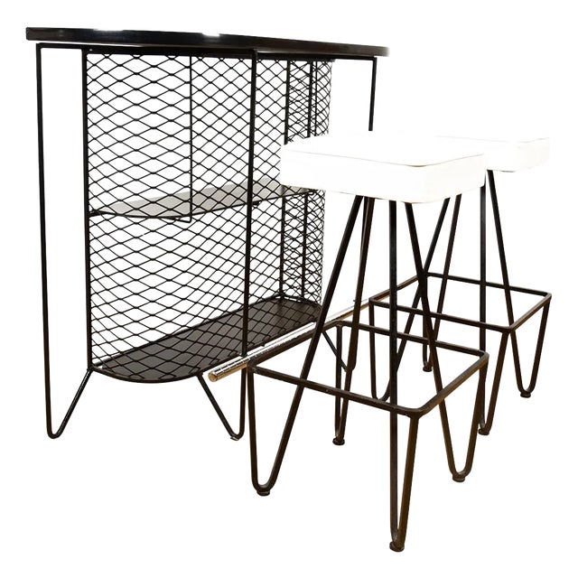 Frederick Weinberg 1950’s Midcentury Bar + Stool Set For Sale