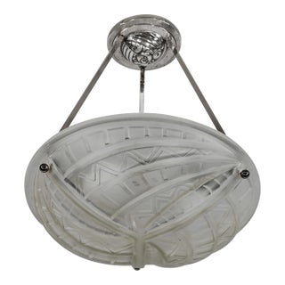 Geometric French Art Deco Pendant Light by Noverdy - 1930s For Sale