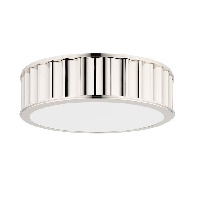 Brand new Middlebury 3 Light Flush Mount in Polished Nickel finish.