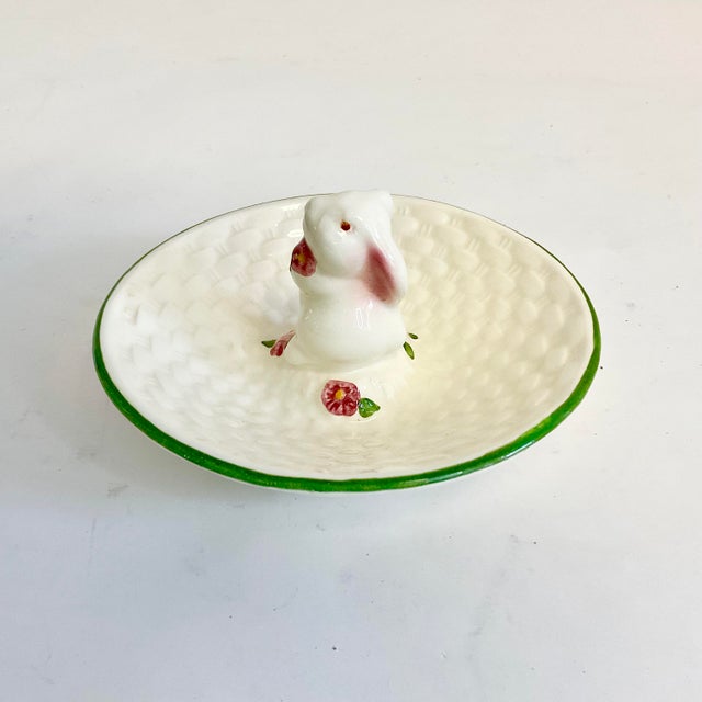 Asparagus 1993 Vintage Americans Whimsical Bunny Figurine Trinket Ring Dish - Easter For Sale - Image 8 of 11
