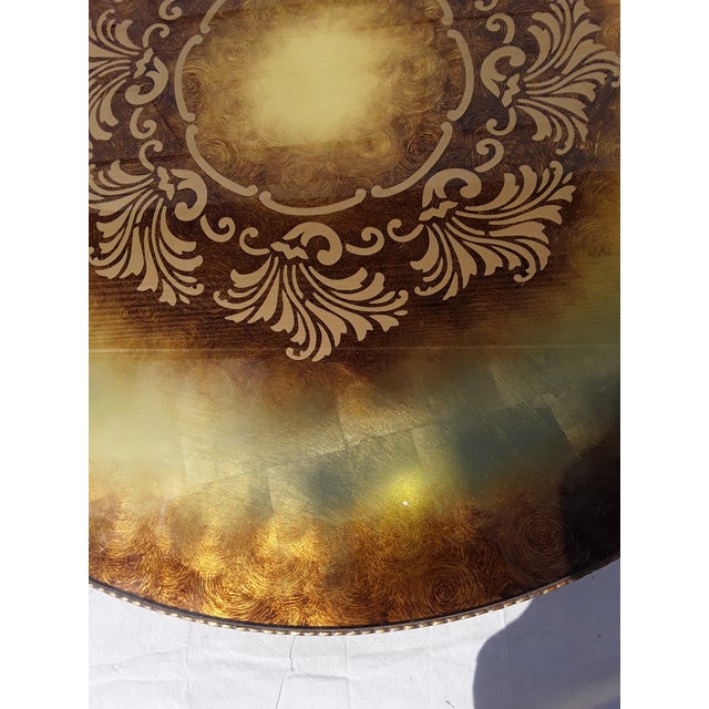 19th Century 19th Century Round French Hand Painted Gilt Coffee Table with Glass Top For Sale - Image 5 of 13