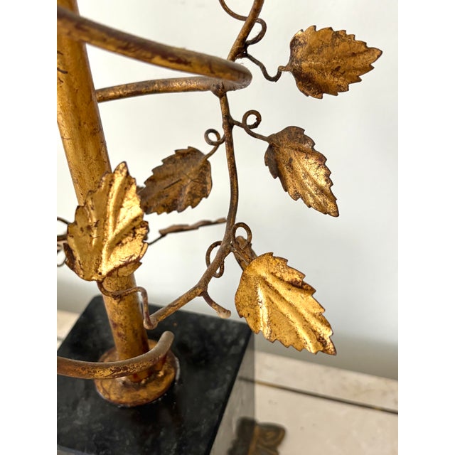 Gold Mid 20th Century Gilt Leaf Boudoir Lamp With Marble Base, Newly Rewired For Sale - Image 8 of 16