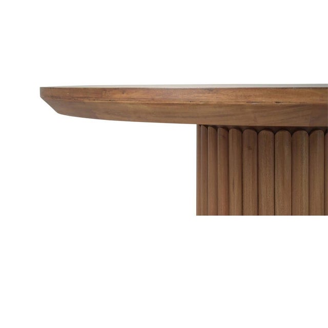 60" Round Ribbed Pedestal Dining Table - Antique French Finish For Sale - Image 4 of 8