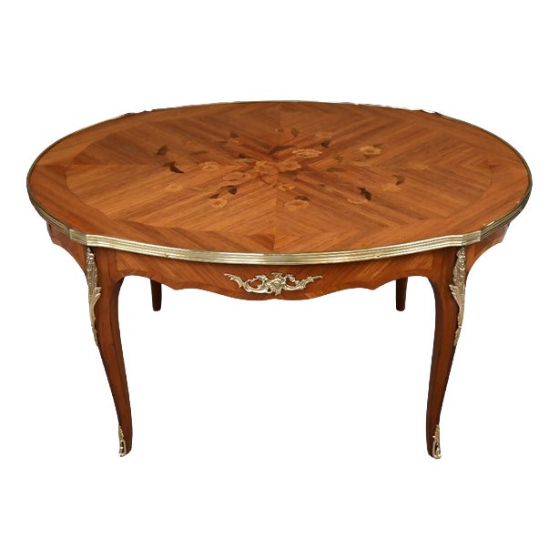 Louis XV Style Marquetry Coffee Table For Sale