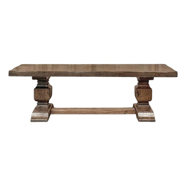 Antique Rustic European Double Pedestal Trestle Dining Table For Sale