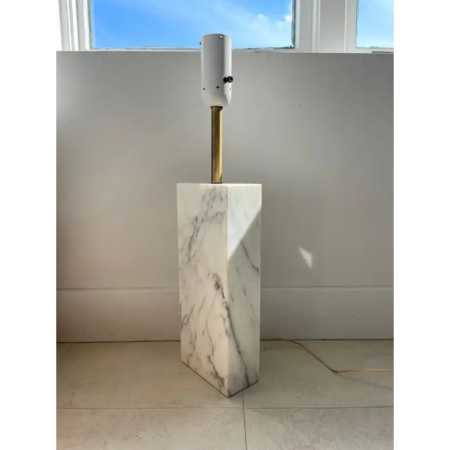 Mid 20th Century Monolithic Elizabeth Kauffer Statuary Marble Table Lamp for Nessen Studio Unmarked, 1950s For Sale - Image 5 of 11