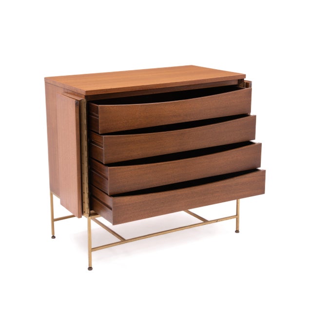 Calvin Furniture Paul McCobb Calvin Irwin Collection Bi-Fold Door 4 Drawer Dresser Credenza Chest Mahogany Brass For Sale - Image 4 of 18