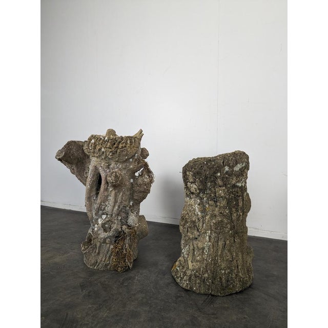 Concrete Planters with Wood-Like Finish, Set of 2 For Sale - Image 3 of 7