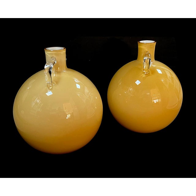 Modern Massive Pair of Murano Hand-Blown Art Glass Double-Handled Urns For Sale - Image 3 of 10
