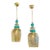 Pair of Modern Champagne Colored and Teal Murano Glass Pendants For Sale