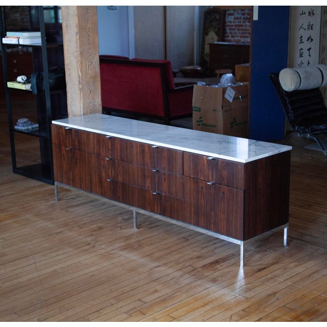 Mid 20th Century Mid 20th Century Knoll Credenza in Rosewood and Marble For Sale - Image 5 of 9