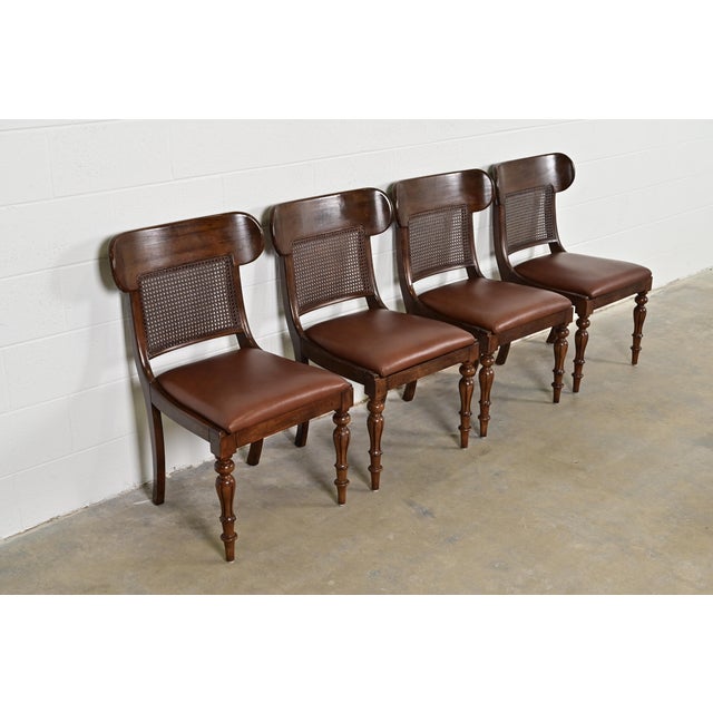 Henredon Ralph Lauren for Henredon English Regency Walnut and Cane Dining Chairs, Set of Four For Sale - Image 4 of 14