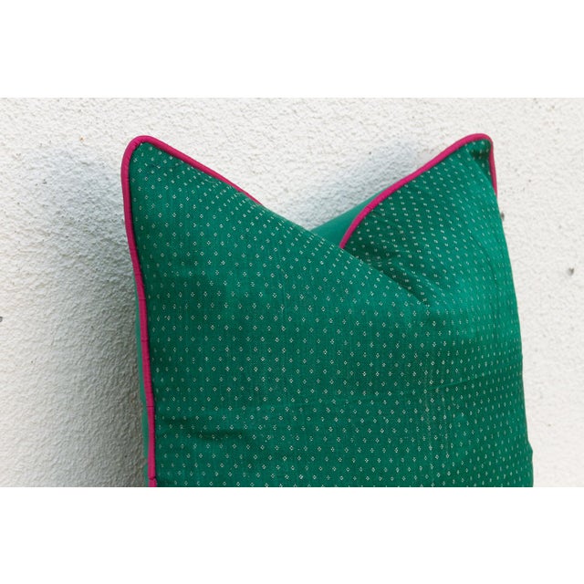 Indian Green Dotted Ahir Handloom Pillow For Sale - Image 3 of 5