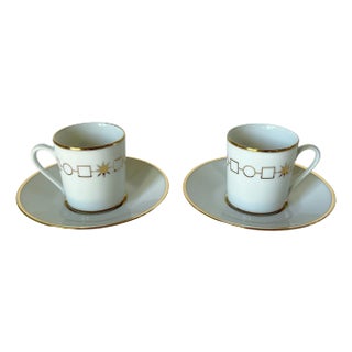 Bulgari Set of 2 Espresso Coffee Cups and Saucers For Sale