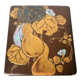 Japanese Rinpa Style Lacquer Ink Stone Box Suzuribako For Sale