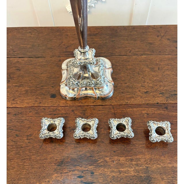 Large Antique Victorian Silver Plated Five Branch Candleholder, 1880 For Sale - Image 10 of 11