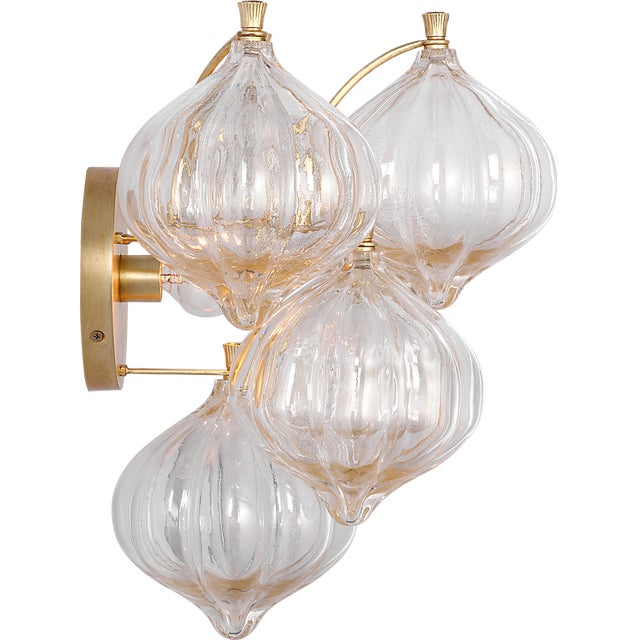 Visual Comfort Julie Neill for Visual Comfort Signature Caselli 15" Sconce in Gild with Gold Fleck Glass For Sale - Image 4 of 11