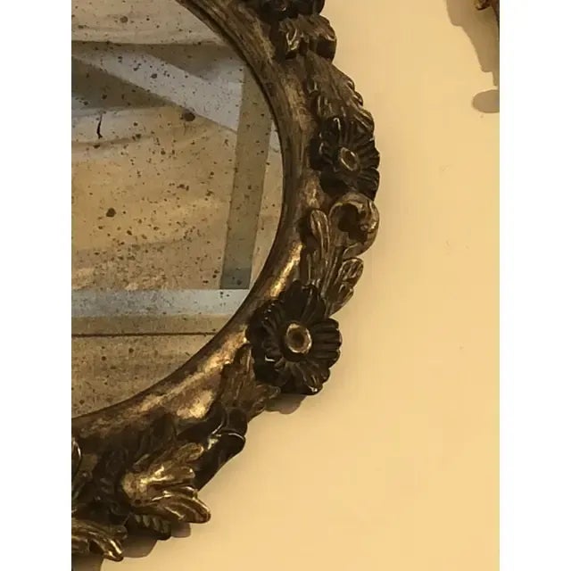 1990s 1990s Vintage Italian Oval Shaped Wood Carved Mirror For Sale - Image 5 of 10