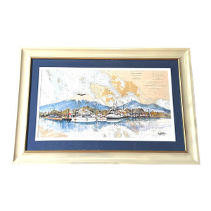 Sitka Harbor by Kay McCarty Framed Alaska Watercolor Print on Chart