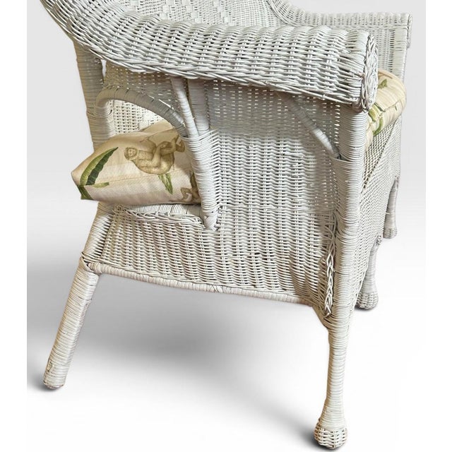 Vintage Palm Beach Regency White Wicker Camelback Settee Loveseat For Sale - Image 12 of 18