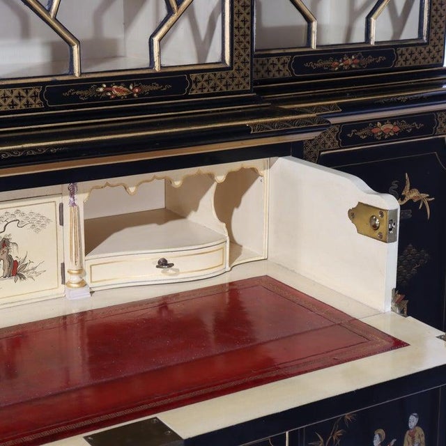 S. Hille & Co. English Ebonized & Gilt Chinoiserie Decorated Cupboard C1930 For Sale - Image 18 of 18