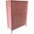 Vintage tall chest featuring a muted dusty rose painted finish with bamboo-style detailing and warm brass hardware. Two...