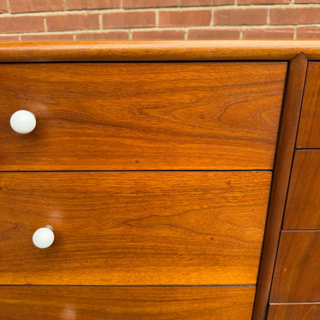 Mid 20th Century Kipp Stewart for Drexel “Declaration” Walnut Mid Century Modern Lowboy Dresser For Sale - Image 10 of 12