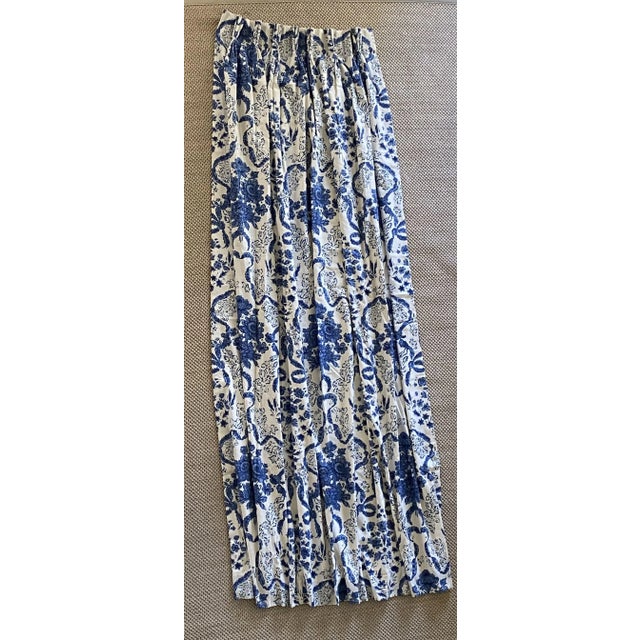 Lovely vintage custom made pinch pleat lined drapes are made from Schumacher screen print fabric from the late 1990's. The...
