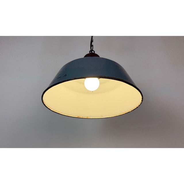 Industrial Grey Enamel and Cast Iron Pendant Light, 1960s For Sale - Image 11 of 18
