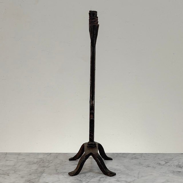 Mid-Century French Brutalist Hand-Forged Iron Seven-Light Candelabrum For Sale In Dallas - Image 6 of 18
