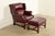 English Hancock & Moore Chippendale Wingback Leather Lounge Chair With Ottoman For Sale - Image 3 of 15