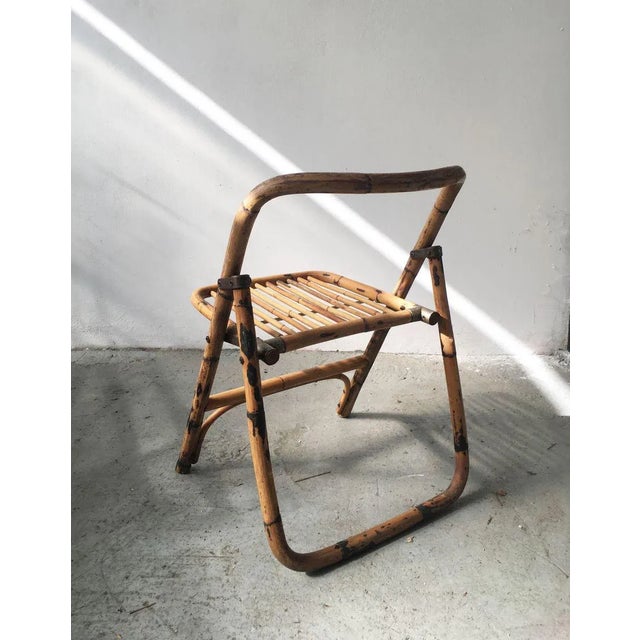 1950s Mid-Century Bamboo Folding Chair with Brass Details, 1950s For Sale - Image 5 of 11