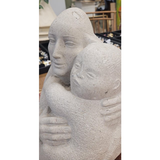 1960s 1960s Stone Sculpture of a Mother & Child For Sale - Image 5 of 14