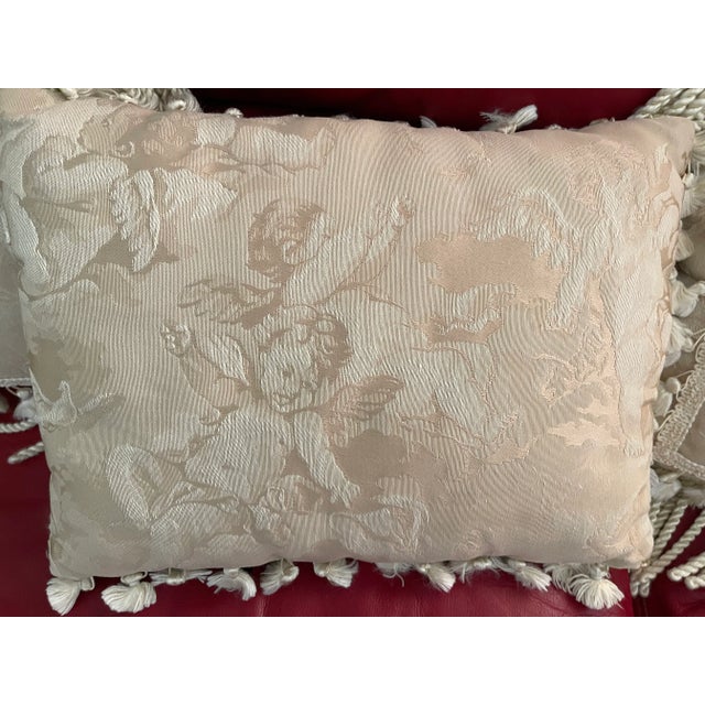 Shabby Chic 1970s Lumbar Brocade Pillows With Pitti Set of 3 For Sale - Image 3 of 4