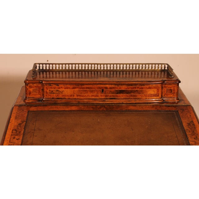 Wood 19th Century Davenport Desk in Burr Walnut and Inlays For Sale - Image 7 of 15