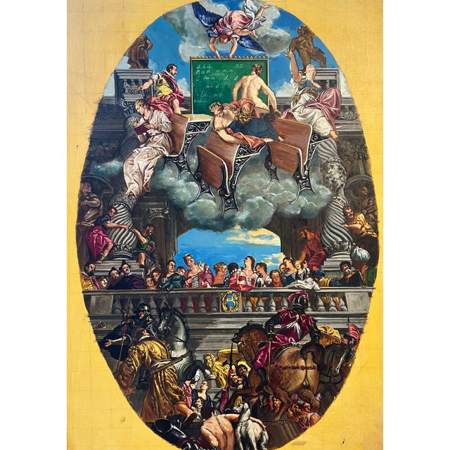 George Deem Old Masters School, 1989 oil on canvas 42 x 30 in.