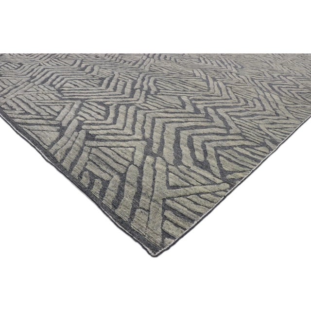 Contemporary Modern Gray High-Low Rug - 09'09 X 13'06 For Sale - Image 3 of 10