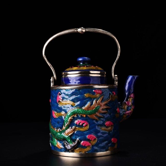Late 19th Century Cloisonné Enamel Dragon Teapot With Overhead Handle For Sale In Los Angeles - Image 6 of 9