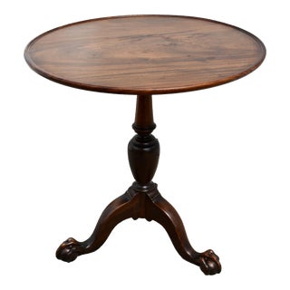 Vintage Solid Mahogany Chippendale Ball & Claw Foot Pie Crust Table For Sale